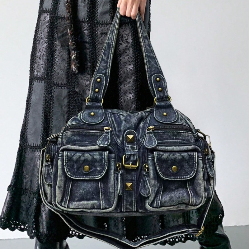 Embroidery Class - Modieuze denim draagtas voor dames Schoudertassen