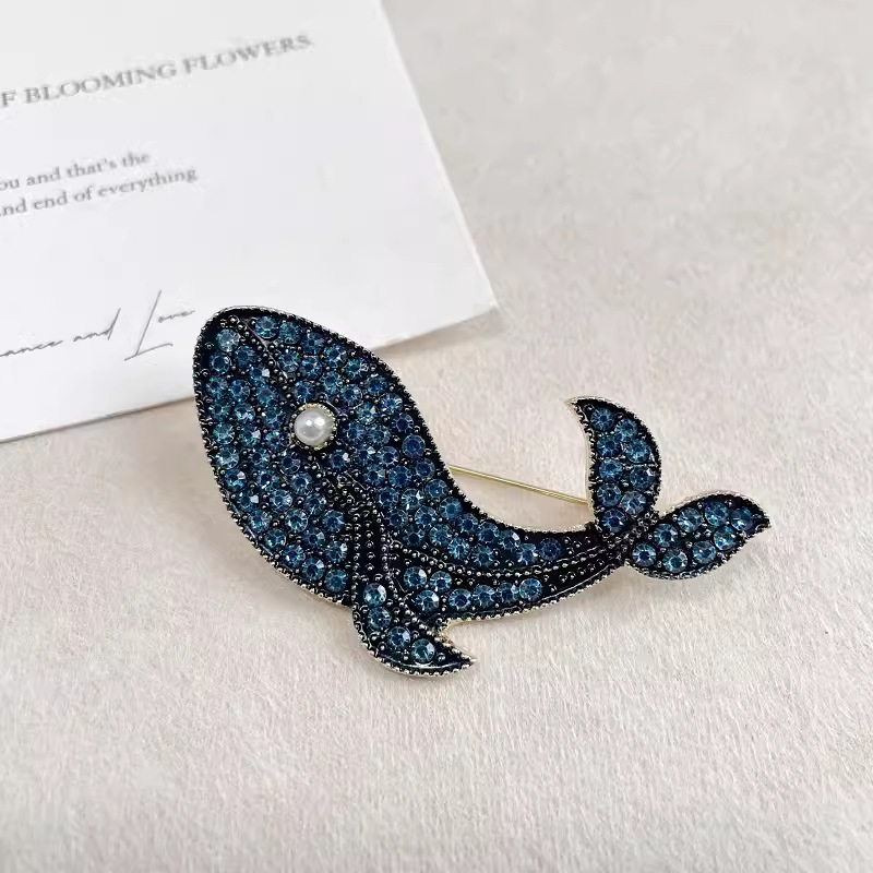Embroidery Whale - Koreaanse Mode Creatieve Blauwe Vinvis Broches