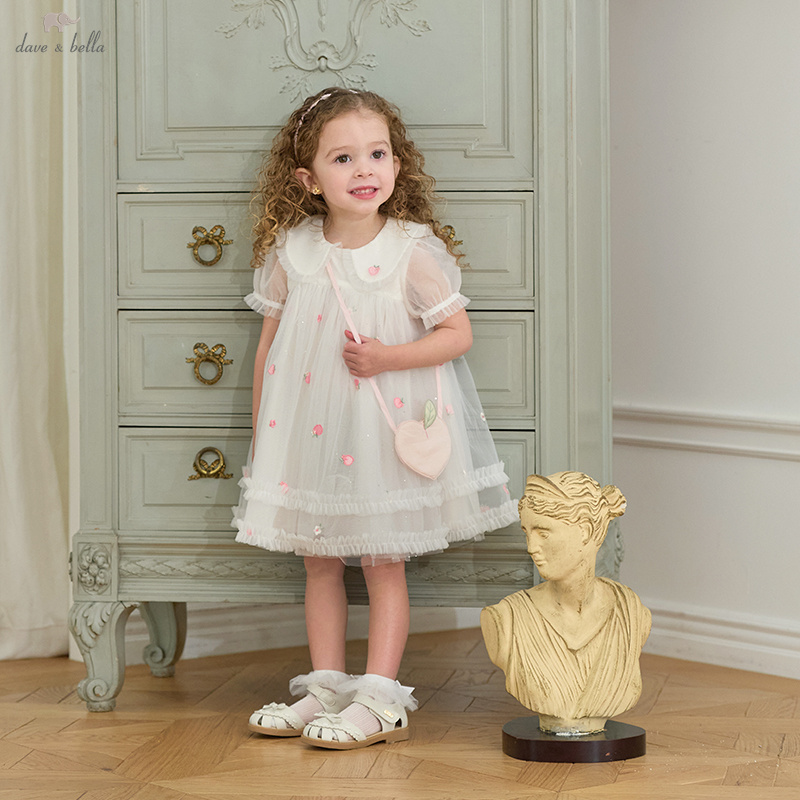 Embroidery Charm - Dave Bella Meisjes Baby Mesh Prinses