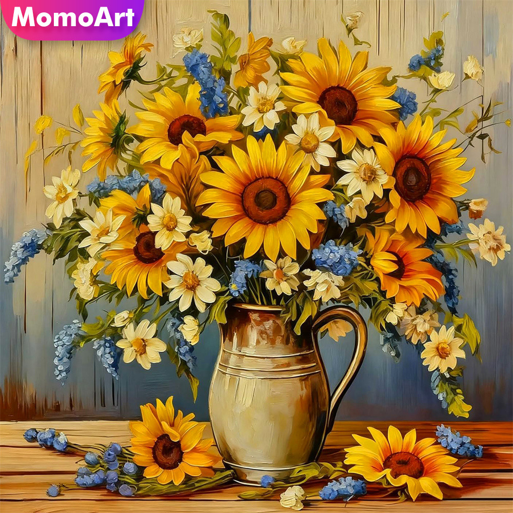 Embroidery Design Patterns Flowers - Momoart geteld kruissteek zonnebloemontwerp bedrukt canvas