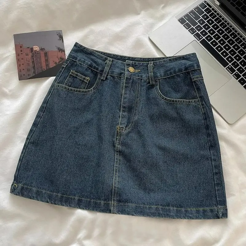 Embroidery A - Y2K Denim Rok Set: Vintage Japanse