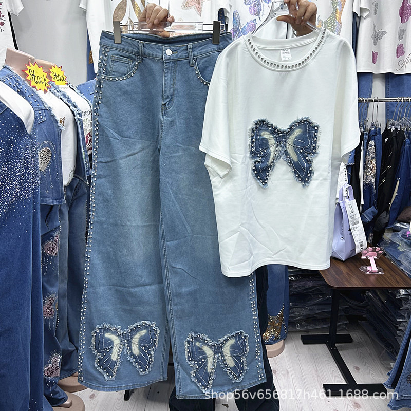 Embroidery Class - Nieuwe lente zomer losse dames tweedelige