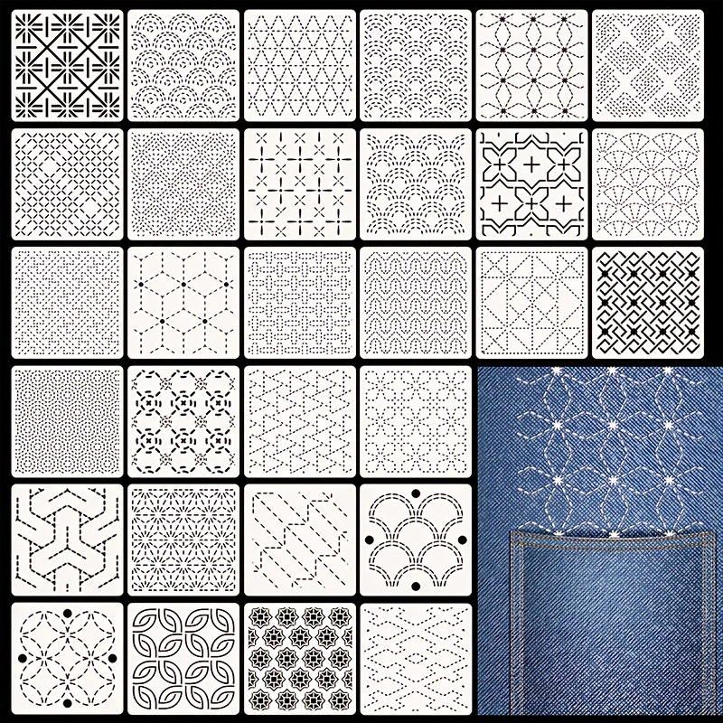 Embroidery Diy - 30 stuks borduursjablonen DIY borduurpatronen geometrische