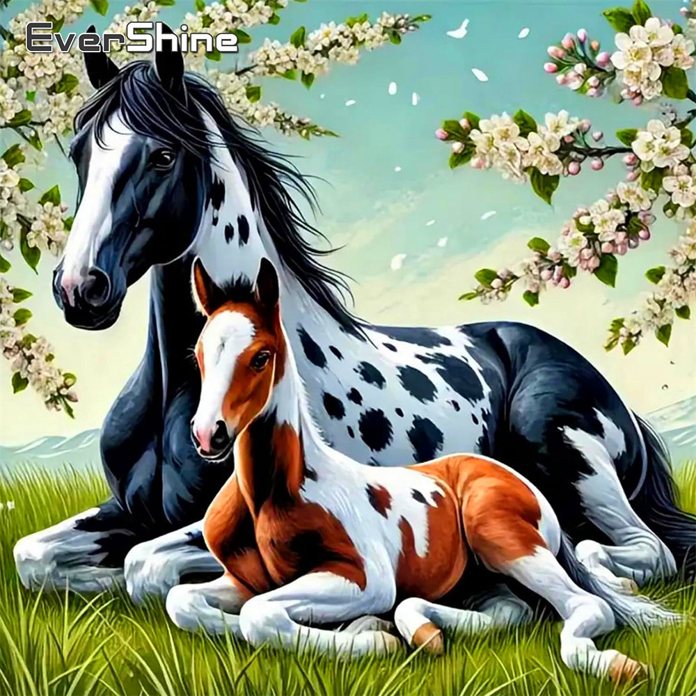 Embroidery Design Patterns Flowers - Evershine geteld kruissteekpaard dierenontwerp bedrukt canvas