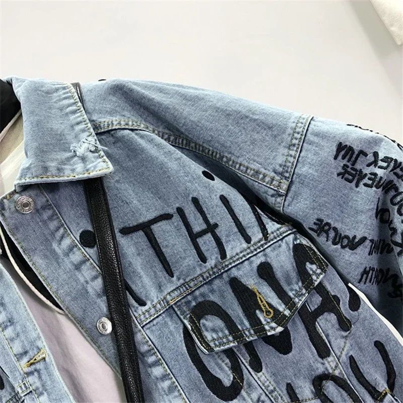 Herfst Koreaanse Brief Bordure - Embroidery Jacket Jeans recensie en prijs