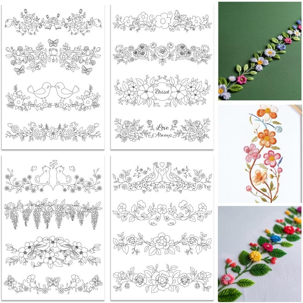 ORIGACH 4 vellen wateroplosbar - Embroidery Design Patterns Flowers recensie en prijs
