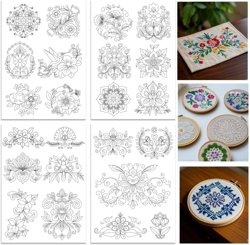 ORIGACH 4 vellen wateroplosbar - Embroidery Design Patterns Flowers recensie en prijs