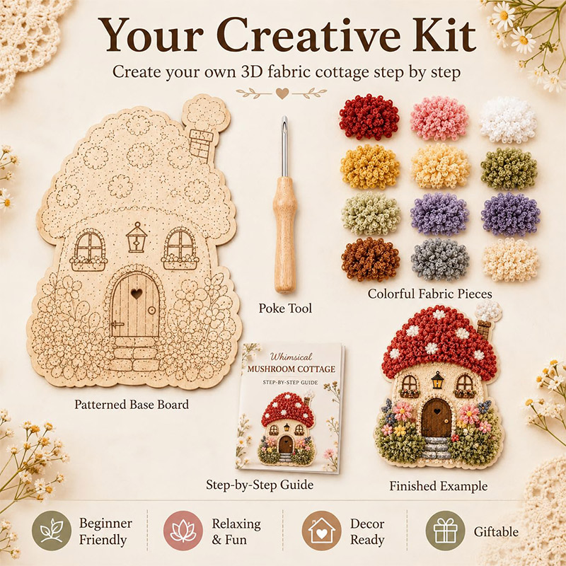 3D Mushroom House Poke Art DIY - Embroidery A recensie en prijs