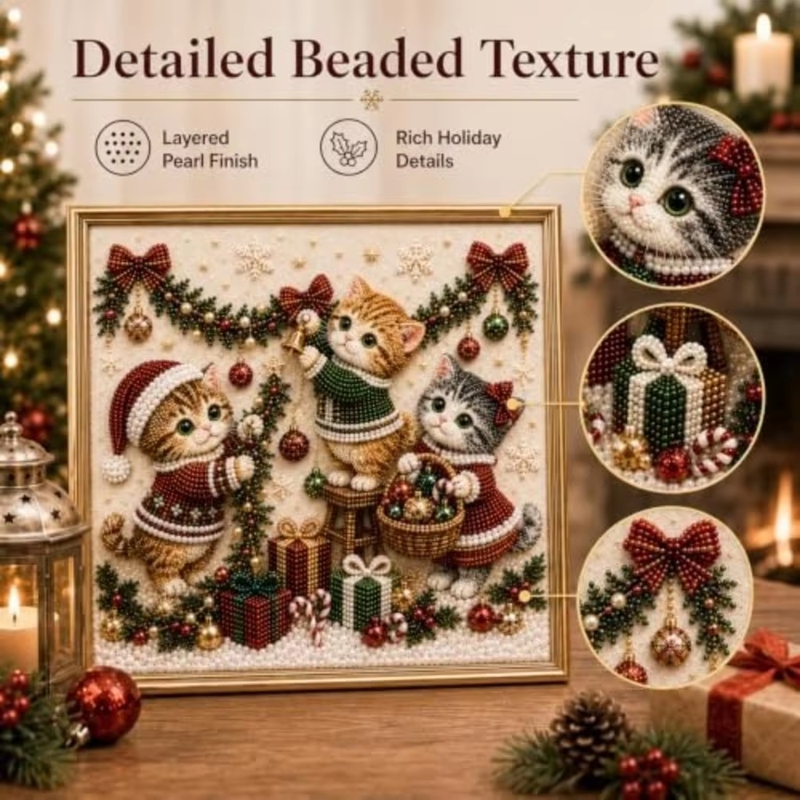 3D Parel Kerst Kitten Kunstset - Embroidery Xmas Tree recensie en prijs