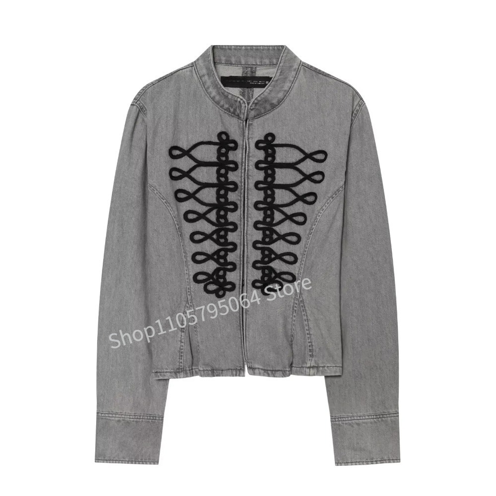 Nieuwe Franse stijl retro grij - Embroidery Jacket Jeans recensie en prijs