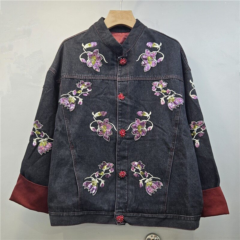 Zwaar bewerkte pailletten bloe - Embroidery Jacket Jeans recensie en prijs